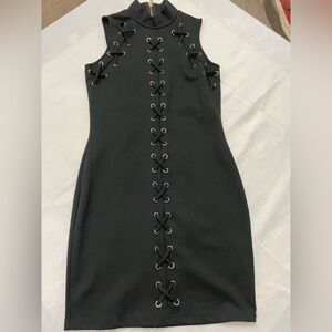 Chic Black Lace-Up Mini Dress